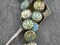 *8* 13mm Translucent Aqua Picasso AB Laser Tattoo Lotus Flower Coin Beads